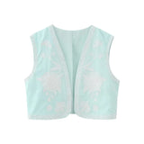 Fongt Embroidered Open Tao 2025 Vest National Style Summer Multi-Color Vest Women's Clothing