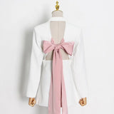 Fongt Suit Spring 2024 New Two Button Sexy Splicing Bow Tie With Personality Women's Fashion-Outfit