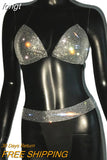 Rhinestone Crystal Bikini Set Women Sexy Diamond Sequins Bra Thong Swimwear Summer Beach Swimsuit Bathing