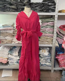Fongt Summer New Fashion Temperament Versatile Waist Cardigan Long Dress-Outfit