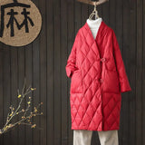 2022 Winter Women's Down Jacket With A Scarf Quilted Padded Coats Female Long Puffer Jacket Warm Parka Ladies