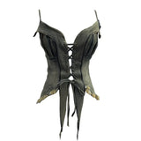 Fongt Shot Vintage Babes With Thaired Hairy Denim Sling Vest Short Umbilly Sleeveless Top 2690