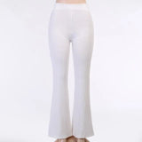 White Knitting Sexy Cut-Out High Waist Flare