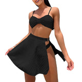 2023 New Leak Eye Cloth Sexy Side-Leak Net Yarn Three-Piece Swimsuit Swimsuit