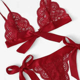 New Red Christmas Couples Gifts Erotic Lingerie Sexy Lingerie Set Women Hollow Out Transparent Porn G-string Panties-Outfit