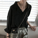 Arrival Women Solid V Neck Notched Chiffon Blouse Button Up Oversize Black Shirt Elegant Korea Style Feminina Blusa