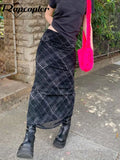 Striped Long Skirts Retro y2k Straight Skirts High Waisted Summer Skirts Women Sweet Cute Party Skirts Grunge