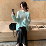 Fongt Xixi 13 Lines 2025 Spring New Ins Temperament Elegant Round-Neck Wool Knit Sweater Sweater Female 25152