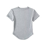 Trendy Women's Basic Short-Sleeved T-Shirt Summer Spicy Girls Small Round Collar Short Style Thin Tight Blouse-Outfit