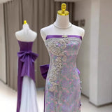 Fongt Chinese Fishtail Evening Dress 2025 New Light Luxury Niche Morning Robe Toasting Bridal Purple Banquet Dress Dress Dress