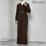 Fongt Autumn New Double Irregular Pants + Short Coat Top Fashion Casual Set Women 1815