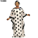 Lace African Dresses for Women Boubou Robe Femme African Dress Dashiki Embroidered Flower Kaftan Dress Africa Plus Size
