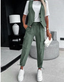 Fongt Fashion Casual Striped Printed A Vest Suit Women's Clothing