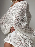 Fongt New Beach Hooded Knitted Loose Long-Sleeved Swimsuit Sunscreen