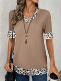 Fongt Elegant Color Print V-Neck Short-Sleeved Top Summer Women's Clothing