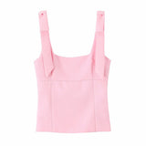 Fongt Sling Sling Waistcoat Women Wear Chic Design Elastic Short Inner Sleeveless Top
