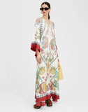 Fongt Summer Printed Seven-Sleeve Collared Dress