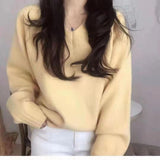 Lazy Wind V-Neck Sweater Women Look Loose And Thin, Wearing Knitted Bottomed Sweaters Inside-Outfit