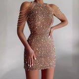 Fashion Hanging Neck Sexy Crystal Bead Bag Hips And Brighten