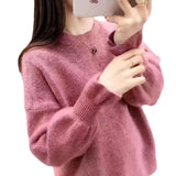 Fongt Sleeve Sweater Female Cocoon New Style Korean Version Foreign Style Versatile Languid Lazy Wind Wears Knit Bottom Unlined Upper Garment Versatile-Outfit