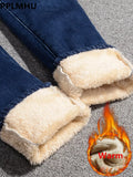 Pencil Jeans Women Thicken Lamb Fluff Skinny Denim Pants High Waist Warm Lambwool Lined Stretch Vaqueros Big Size 34