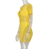 Sexy Zebra Print Cut Out Mesh Transparent Women Mini Dress for Beach Holiday Night Club Goth Party Bodycon Pencil Shorts