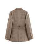 Fongt Women's Clothing 2025 Spring New Fashion Thousand Bird With Belt Suit Jacket