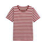 Fongt Homemade New Women's Classic Striped Short-Sleeved Knitted T-Shirt 2893028