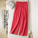 Fongt Of Spain Leftover Prices Summer Thin Nine-Point Broad Leg Pants Women High Waist Mouth Loose Cotton Leisure Pants