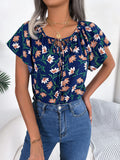 Fongt Wind Shooting Spring And Summer Leisure Loose Lotus Leaf Side With Chiffon Shirt Women's Clothing