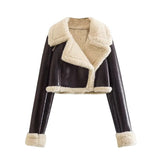Fongt New Women's Collar Fur All-In-One Double-Sided Short Jacket Jacket
