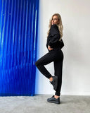 Fongt Autumn And Winter Plus Velvet Long-Sleeved Hooded Long-Sleeved Lady's Trousers Set