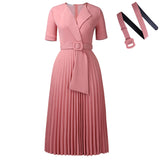 Fongt Sexy Short-Sleeved V-Neck Fashion Elegant Pressure Folding Large-Size High-Waisted African Dress