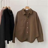 Fongt Atmosphere Retro Polo Collar Long-Sleeved Shirt 2025 New Women's Single-Docket Jacket Top