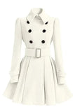2023 Women‘s Elegant Thick Midi Length Double-breasted Overcoat Keep Warm A-line Loose Hem Tight Waist Woolen Coat with