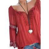 Hollow Lace Stitching Solid Long Sleeve