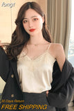 with Lace Silk Top Cami for Women Spaghetti Strap Top Tank Ladies Tops White Camis Basic Tops Women 2023 Summer