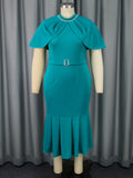 Fongt Fashion Cloak Sleeve Clam Dress Elegant Wind Party Fishtail Dress Party Dress