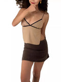 Fongt Hot Dew Back Nine-Point Blouse Summer Sexy Strap Fine Shoulder Strap Sling Cute Mini Back