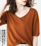Sweater 2020 New Female V-neck Short-sleeved Knitted Pullover Jumper Pull Femme Clothes Loose Designer