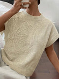 Fongt Loose Women's Sweater Solid Color Knitted Embroidered Sleeveless Vest Vest Topess