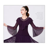 Dance Tops Long Sleeve Latin for Women's V-neck Tops-Outfit