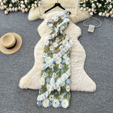 Fongt Light Luxury Name Heavy Industry Hollow Hook Lace Dress Female Senior Wood Ear Splicing Oblique Shoulder Skirt