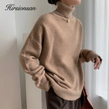Turtle Neck Basic Cashmere Sweater Women Elegant Thick Warm Female Knitted Pullovers Loose Casual Knitwear