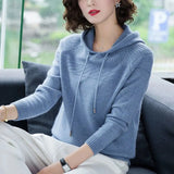 Knitted Hooded Sweaters For Women Classic Malhas Pullover Oversized Spring Fall Casual Knitwear Tops Sueter Sweatshirt