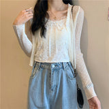 Fongt Knitted Cardigan Women's Summer Thin Air Conditioning Shirt Korean Version Of The Design Sense Of The Small Short Coat Top