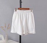 Summer Cotton Sets Women Casual Two Pieces Short Sleeve T Shirts and High Waist Short Pants Solid Outfits