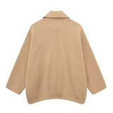 Fongt Autumn New Women's Wear Collar Single Buckle Buckle Bat Long-Sleeved Pocket Coat Coat