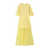 Fongt New Round-Neck Short-Sleeved Knitted Knitted Dress 4192001