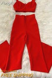 Bandage Set 2 Pieces Strap Sleeveless Bustiers And Long Bell-Bottoms Trousers Sexy Celebrity Party Sheath